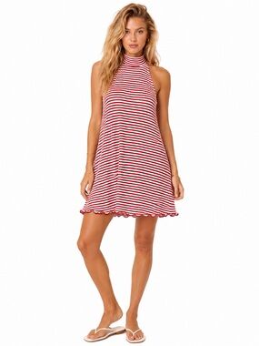 Zara Trafaluc Red & White Striped Halter Swing Dress | NWT